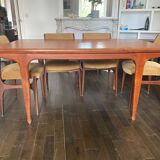 Teak dining room table with extensions by Jean Tricoire & Robert Vecchione - 1960s