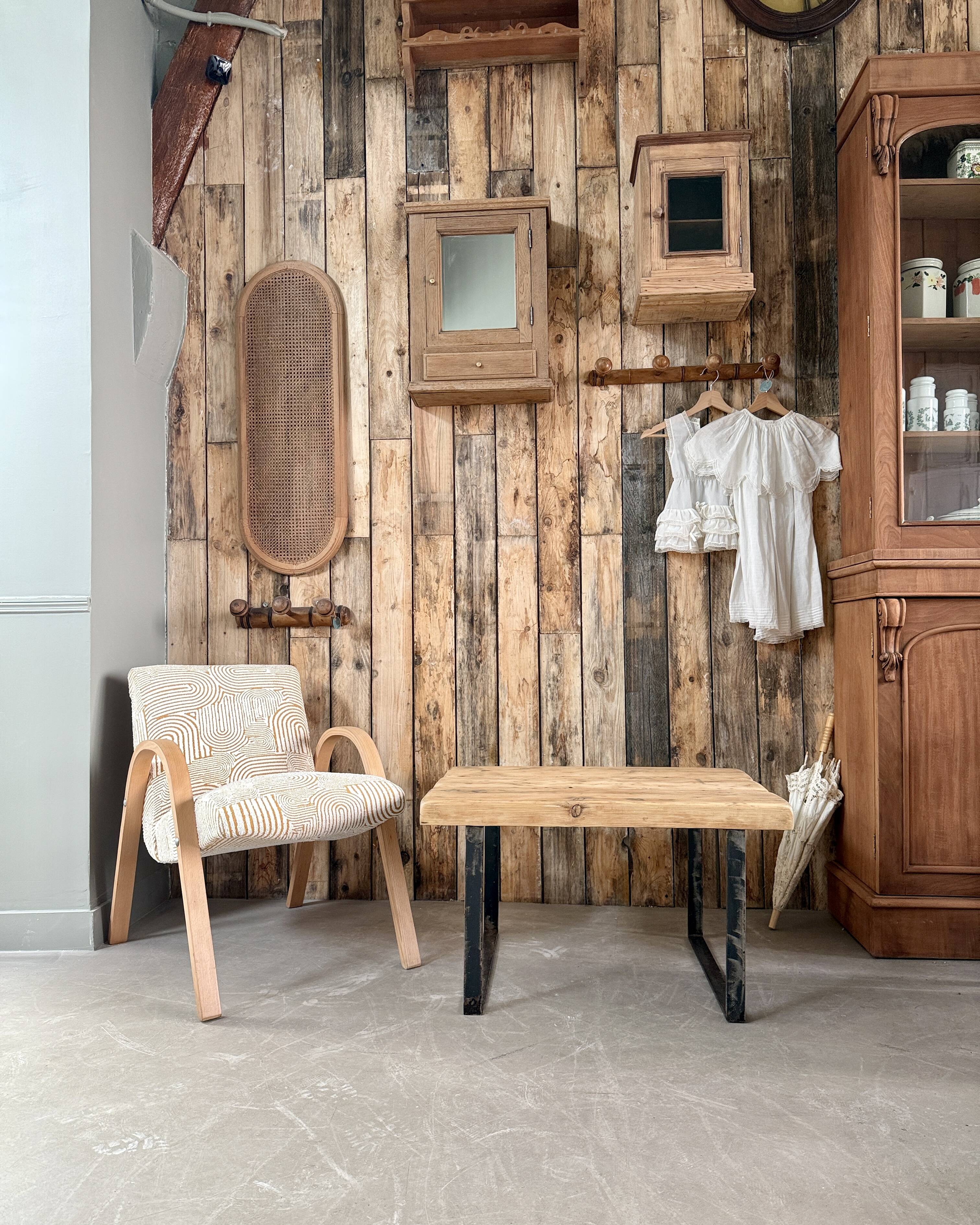 SNCF wood and metal coffee table