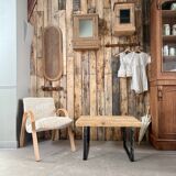 Table basse en bois et métal SNCF