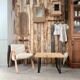 Table basse en bois et métal SNCF