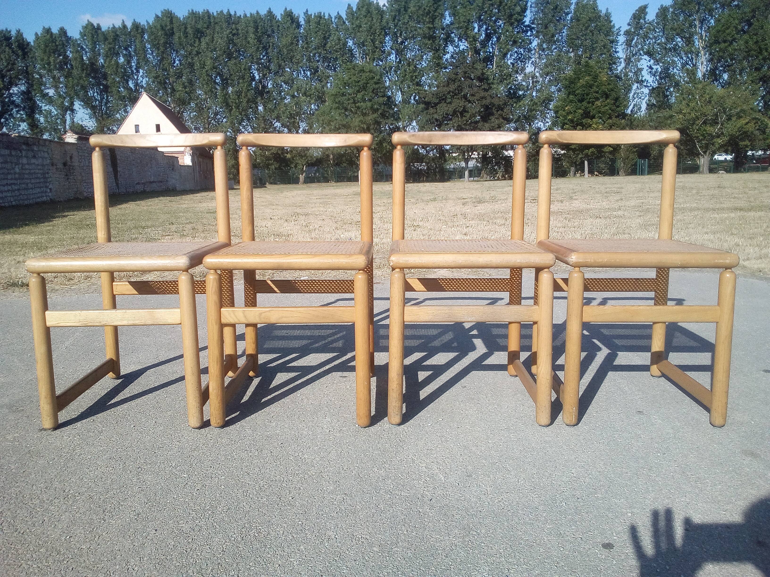 Series of 4 chairs with new canning