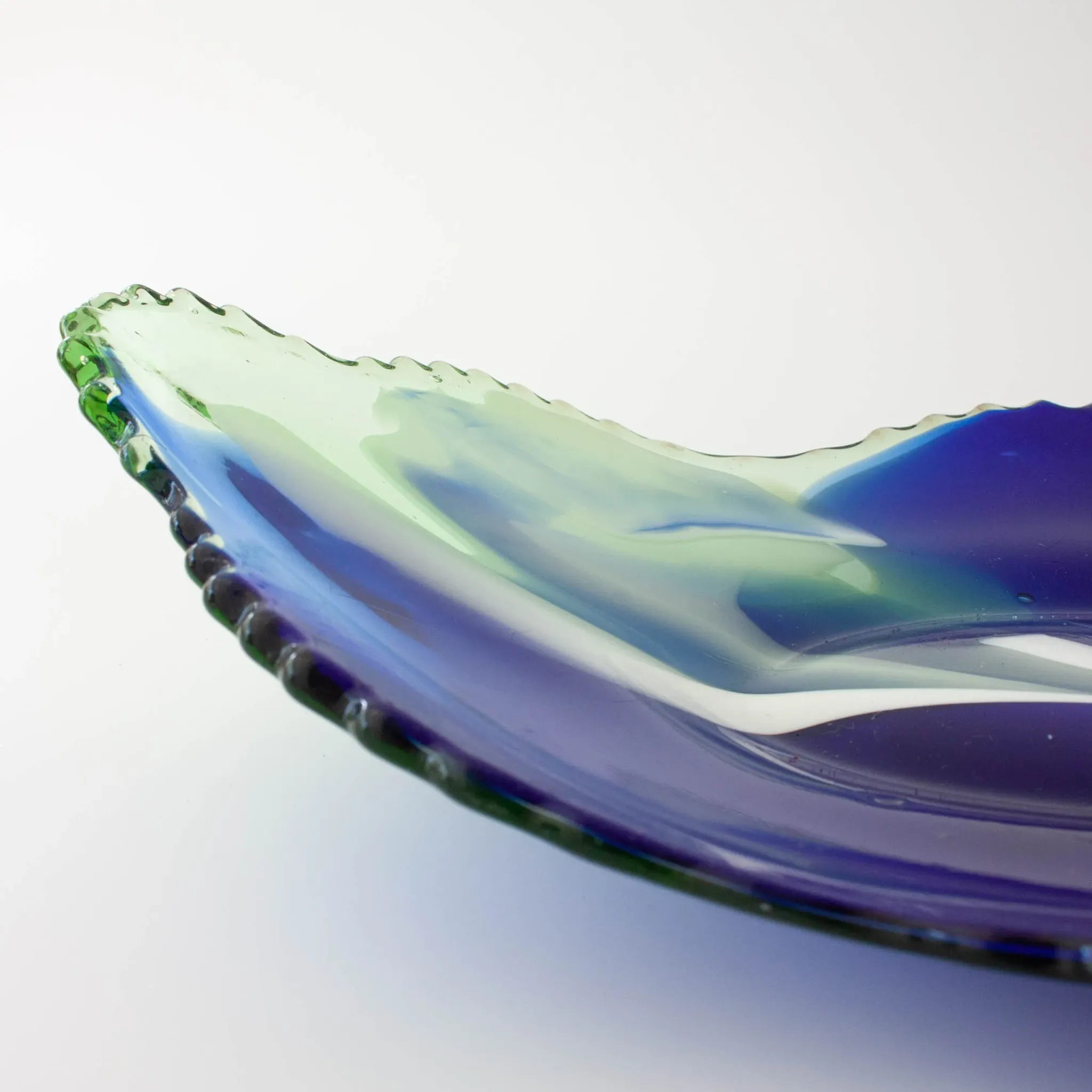 Vintage Leaf Design Glass Tray from Marinha Grande, 1960s