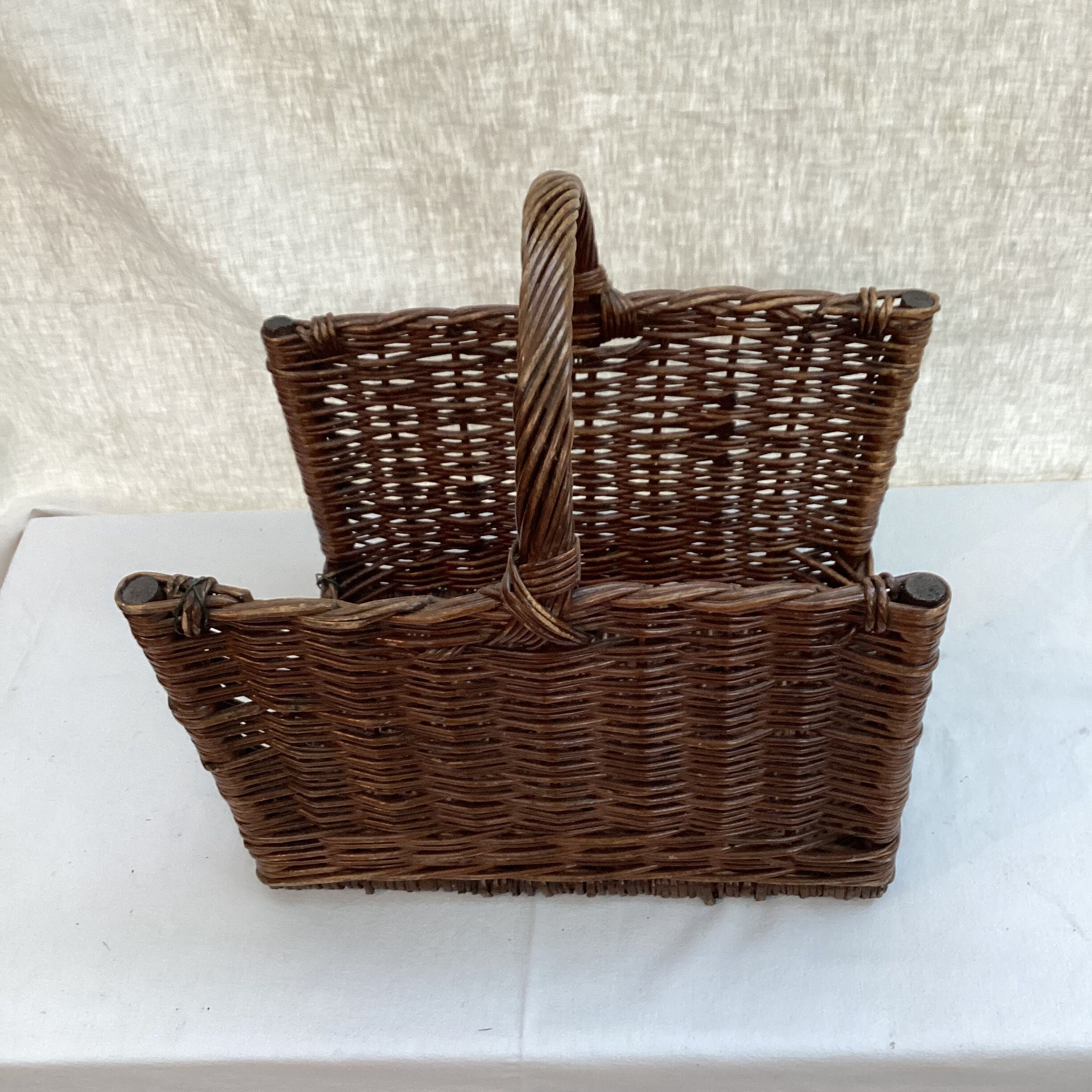 Wicker, vintage rattan pyre basket