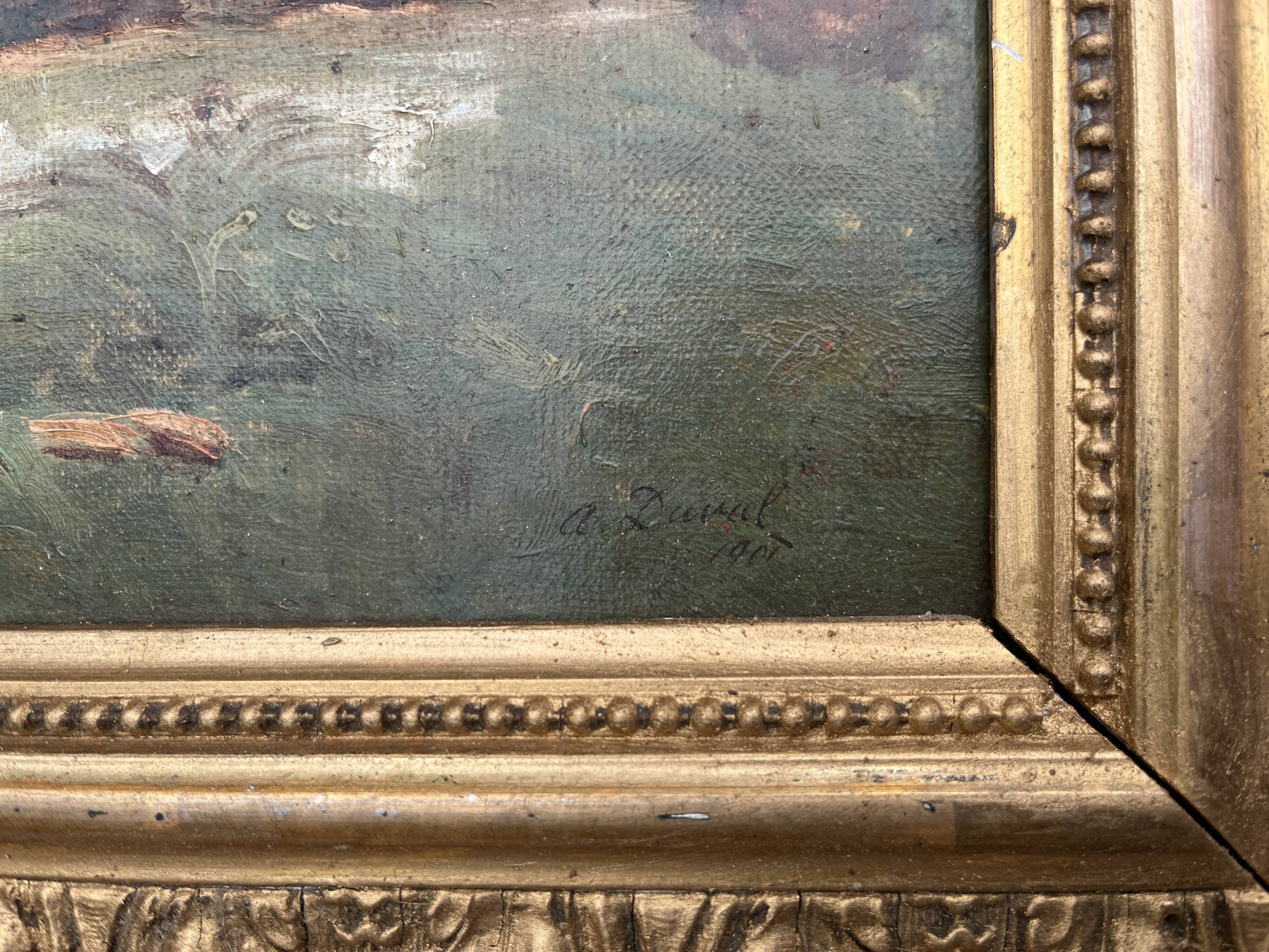 Impressionist Landscape Painting, A. Duval 1907 - Golden Frame