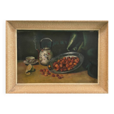 Still life painting with cherries and tea 1928