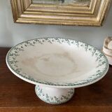 High compote bowl in opaque porcelain from Gien, Montigny model