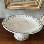 High compote bowl in opaque porcelain from Gien, Montigny model