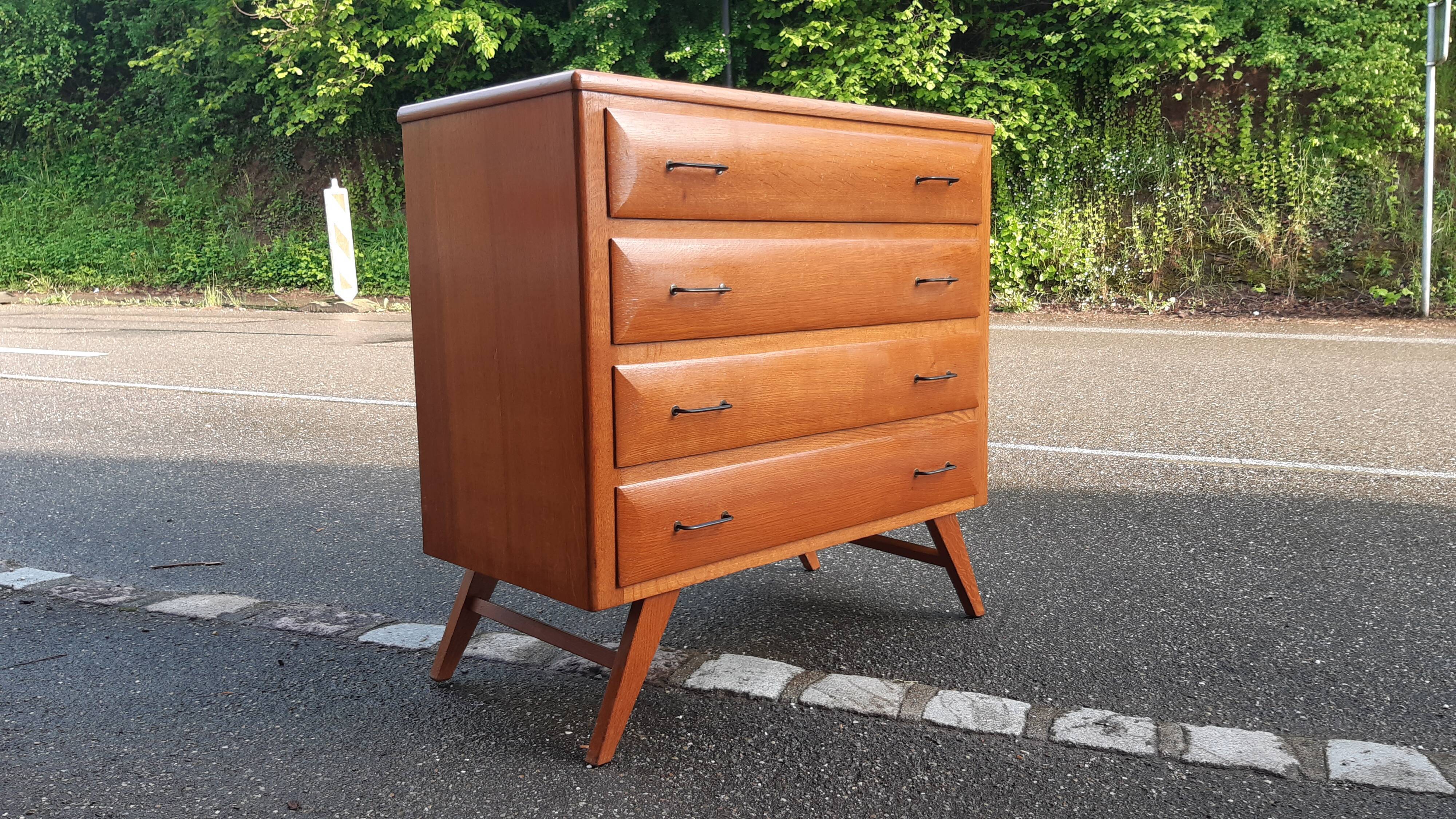 Vintage gilded oak chest of drawers