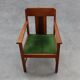 Amsterdamse school oak and velvet side chair, The Netherlands 1920s