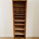 Antique oak filing cabinet with curtains