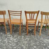 Set 4 chaises bistrot dépareillées