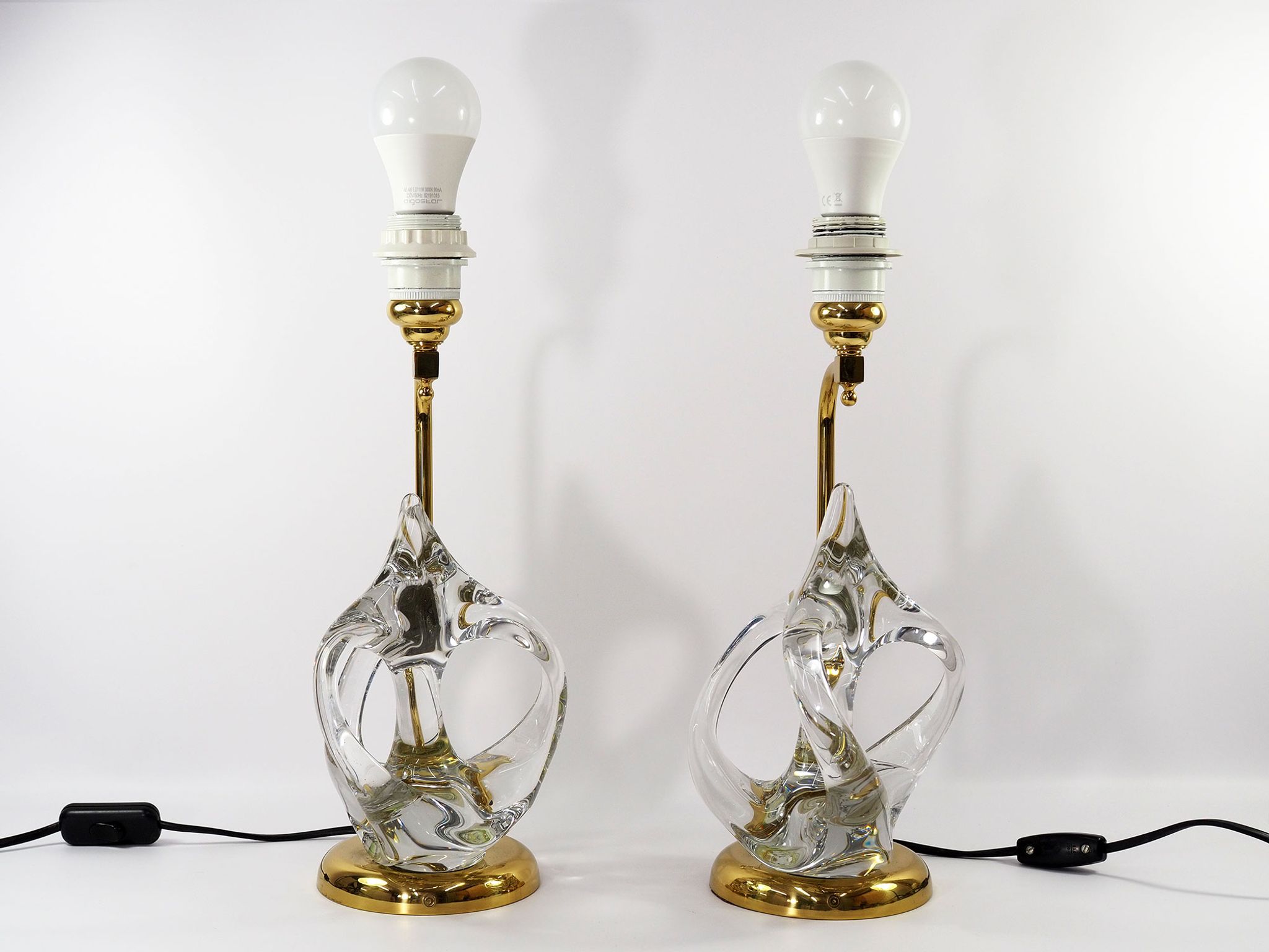 Vintage french crystal and brass lamps