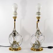 Vintage french crystal and brass lamps