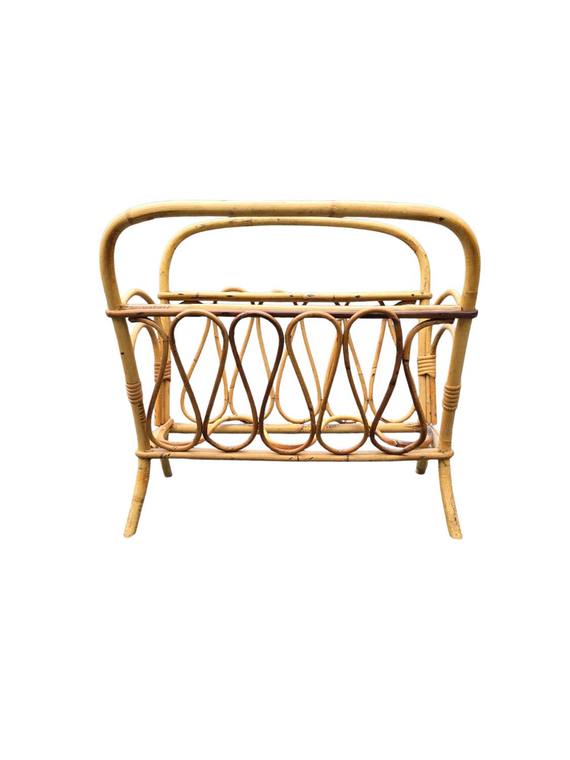 Vintage rattan magazine rack