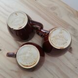 Set of 3 vintage brown coffee cups Villeroy Boch made in Luxembourg