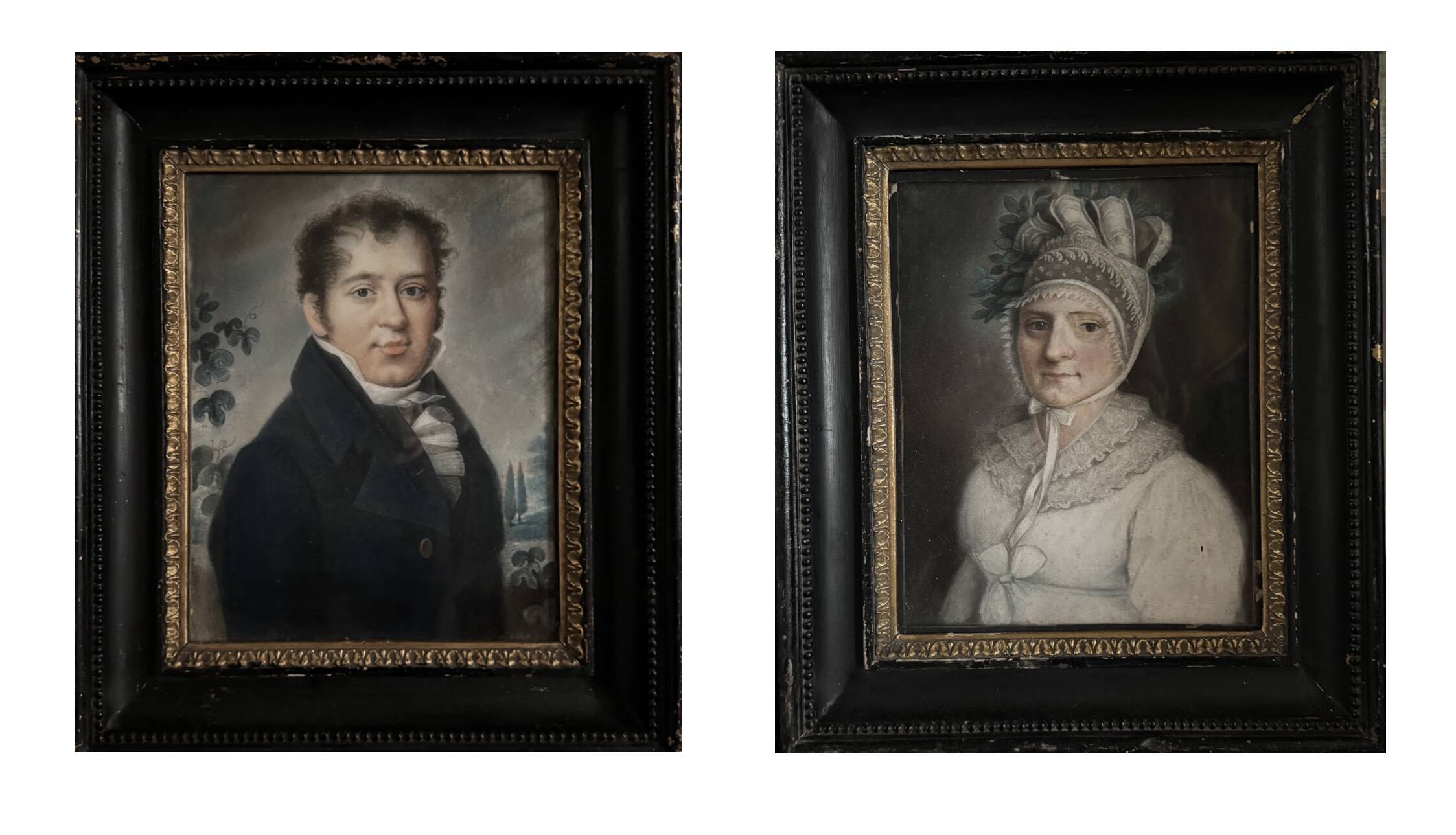 Pair of pastel portraits
