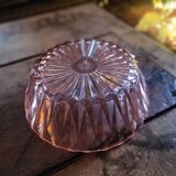 Art Deco pressed glass salad bowl in pink. 1930s–40s