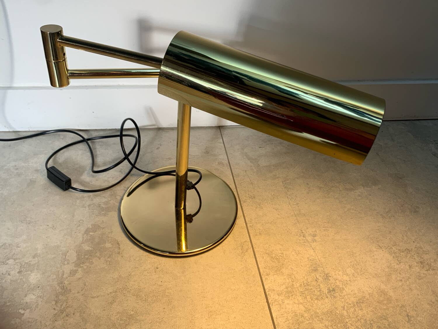 Koch and Lowe style brass articulated desk lamp