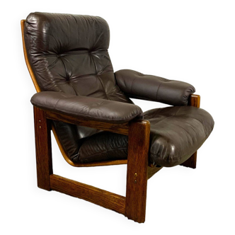 Wenge & Leather Lounge Armchair By Coja, 1981