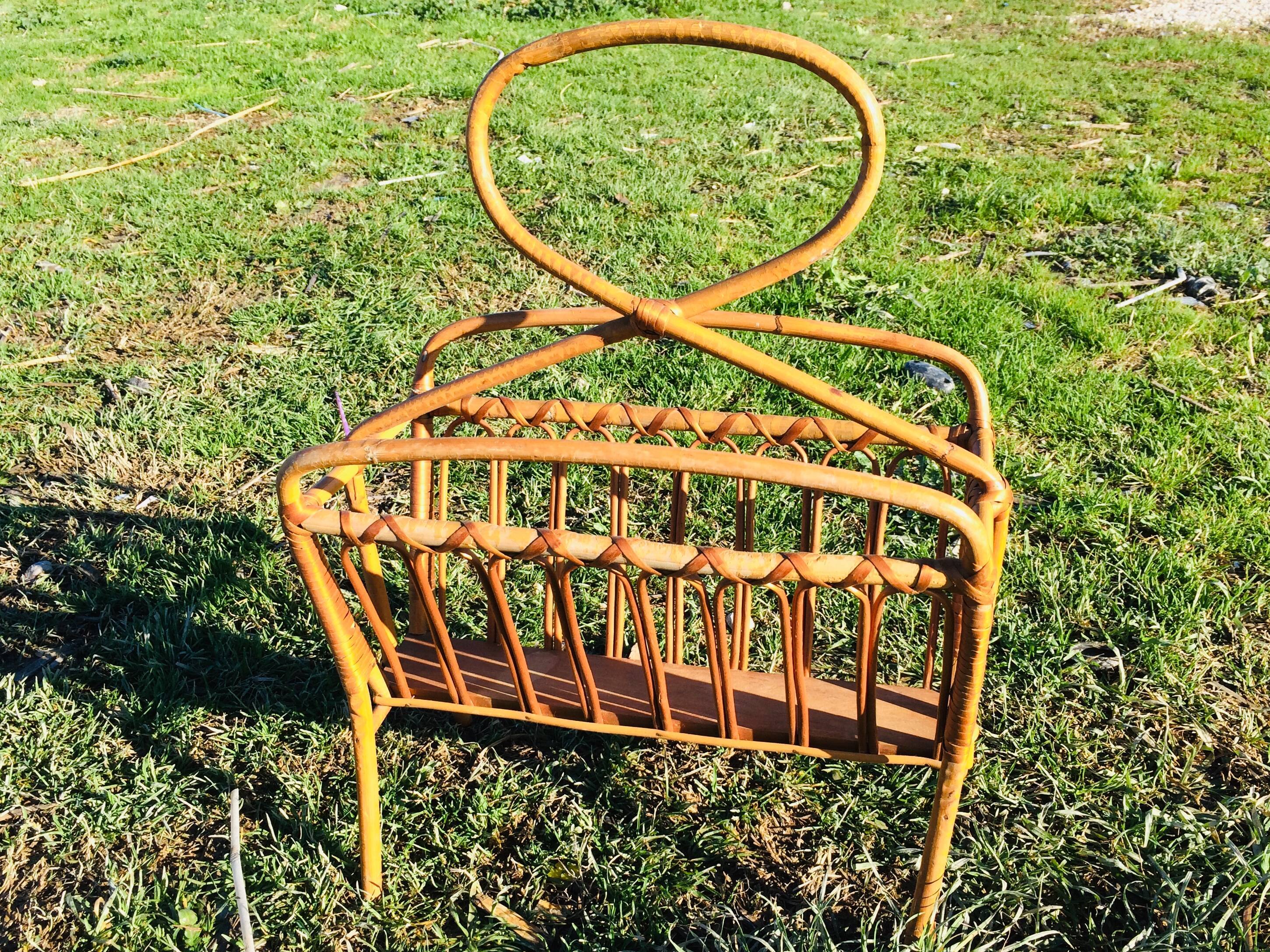 Rattan magazine holder