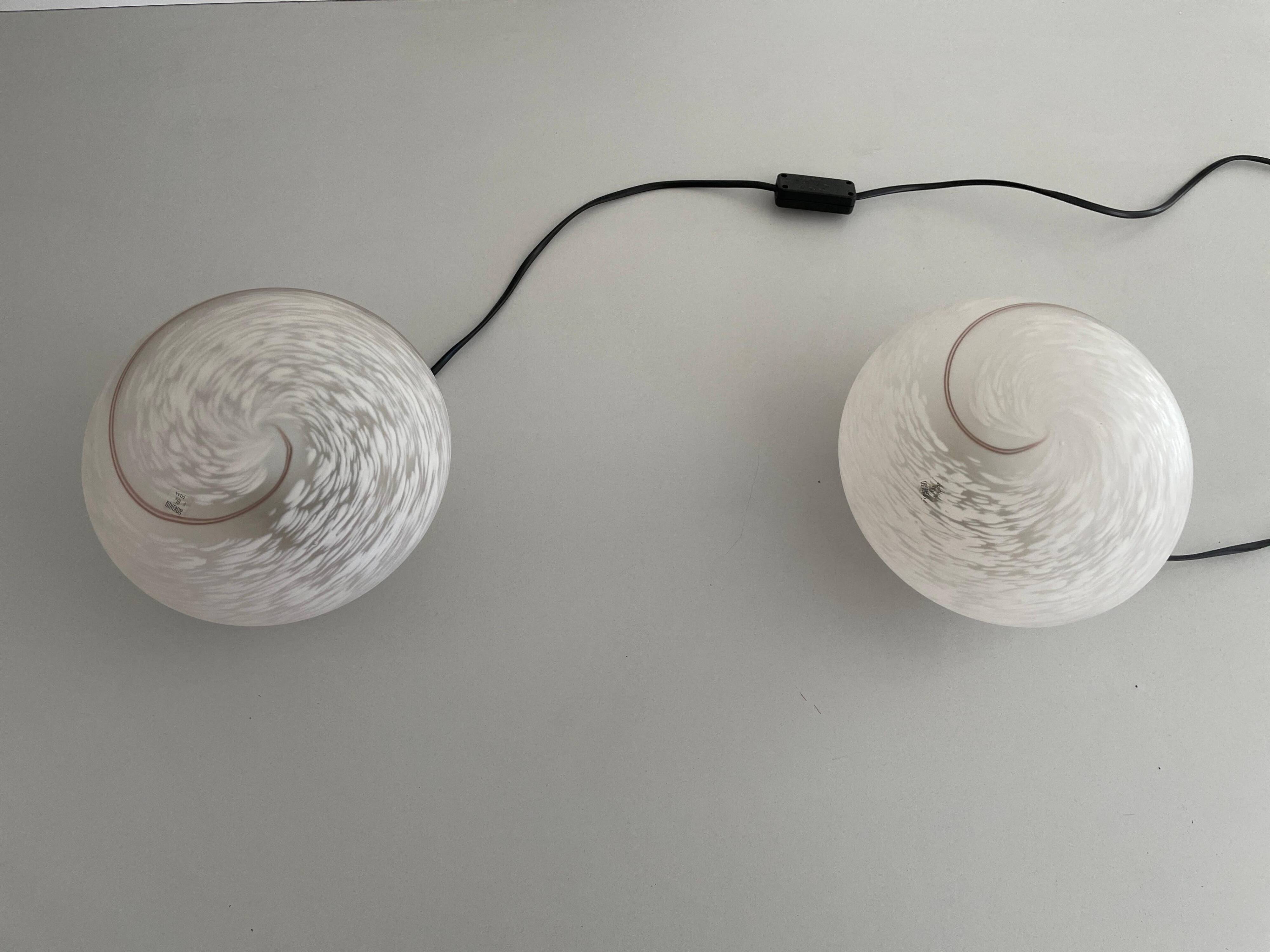 Pair of mid-century glass table lamps by Vetri Murano, 1960s, Italy.