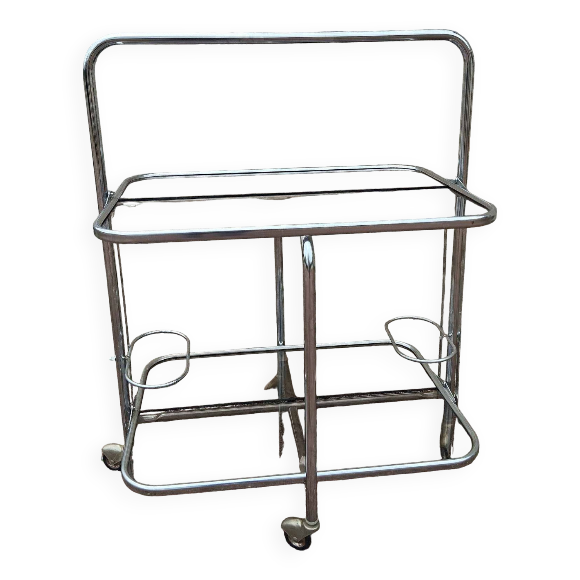 Vintage iron and smoked glass serving trolley