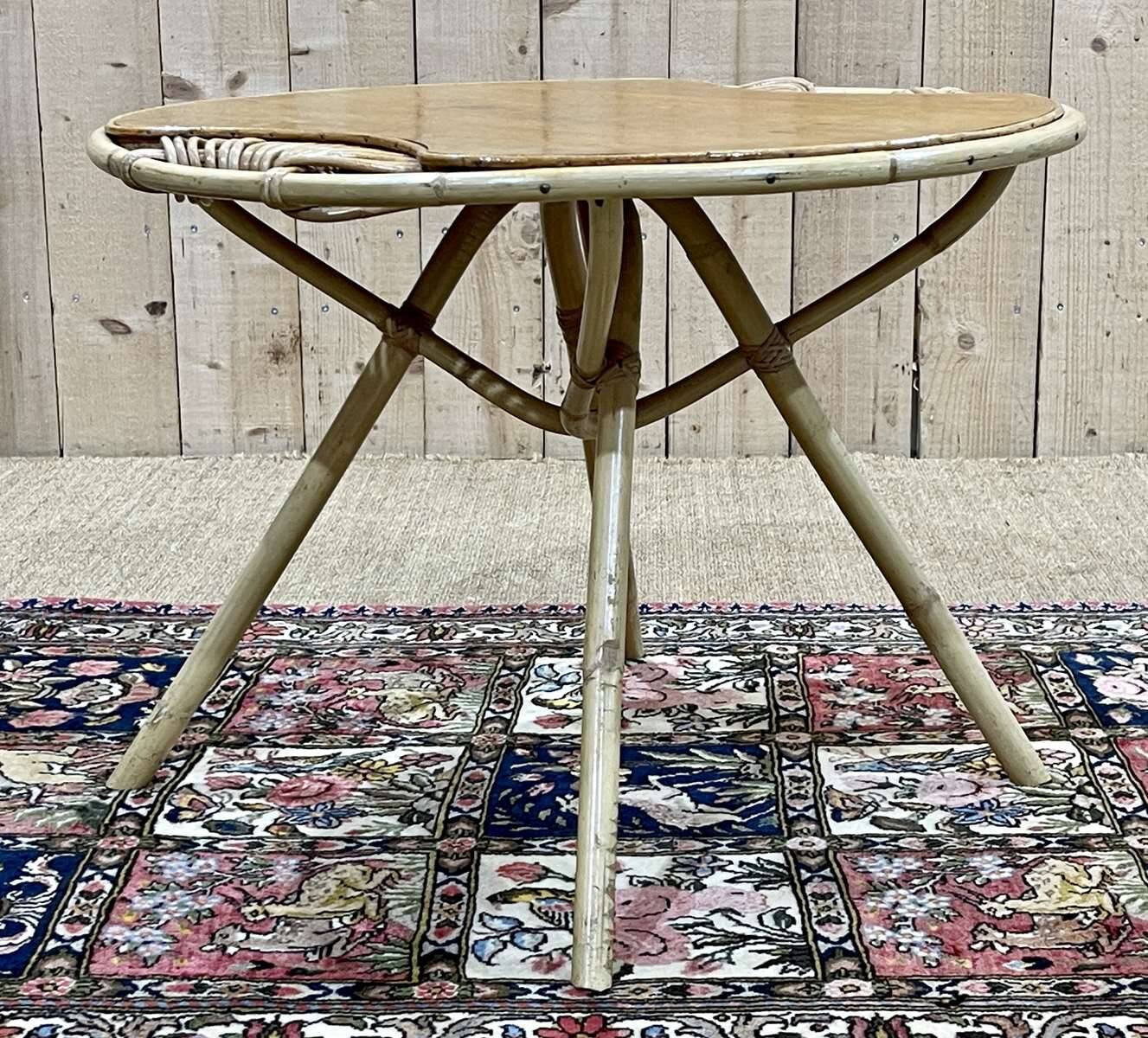 Rattan pedestal table from the 60s