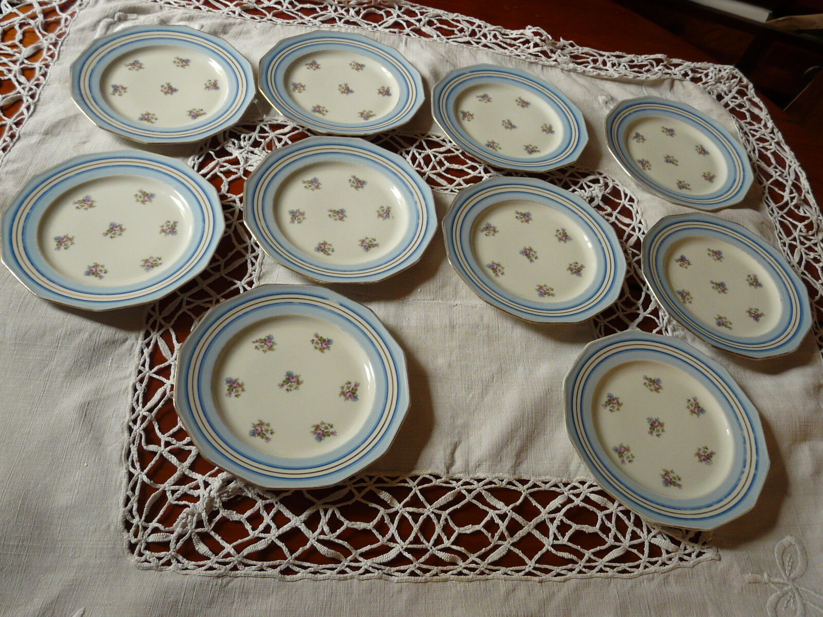 10 plates dessert porcelain of limoges art deco