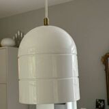 White metal pendant light - 70s/80s suede