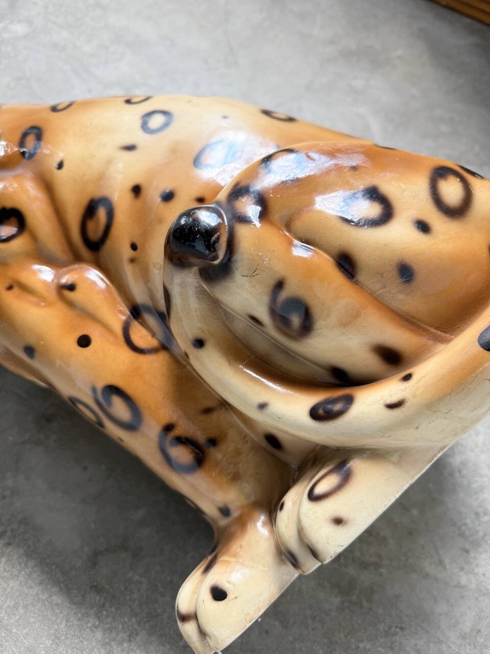 XL Italian ceramic leopard sculpture statue 1970