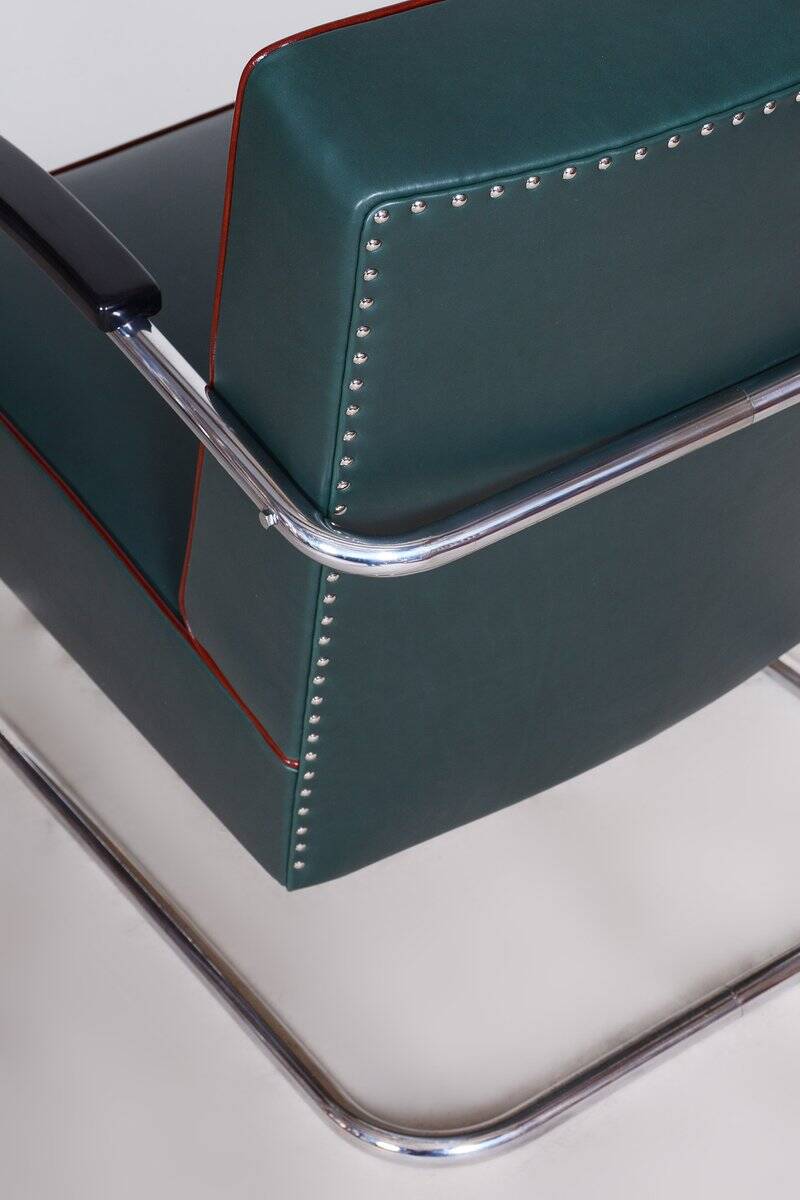 Bauhaus Chrome & Leather Armchair from Mücke-Melder, 1930s