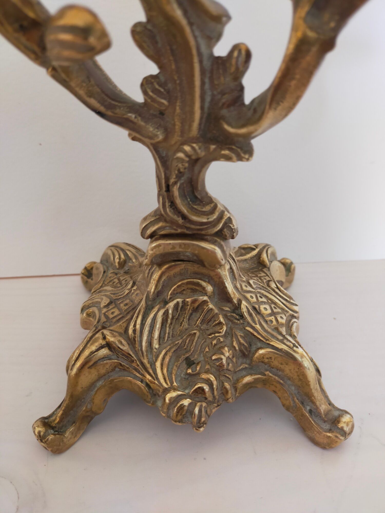 Pair of vintage brass 2-candle candelabra candlesticks