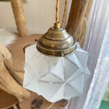 Vintage frosted glass lamp, Art Deco star shape, customizable