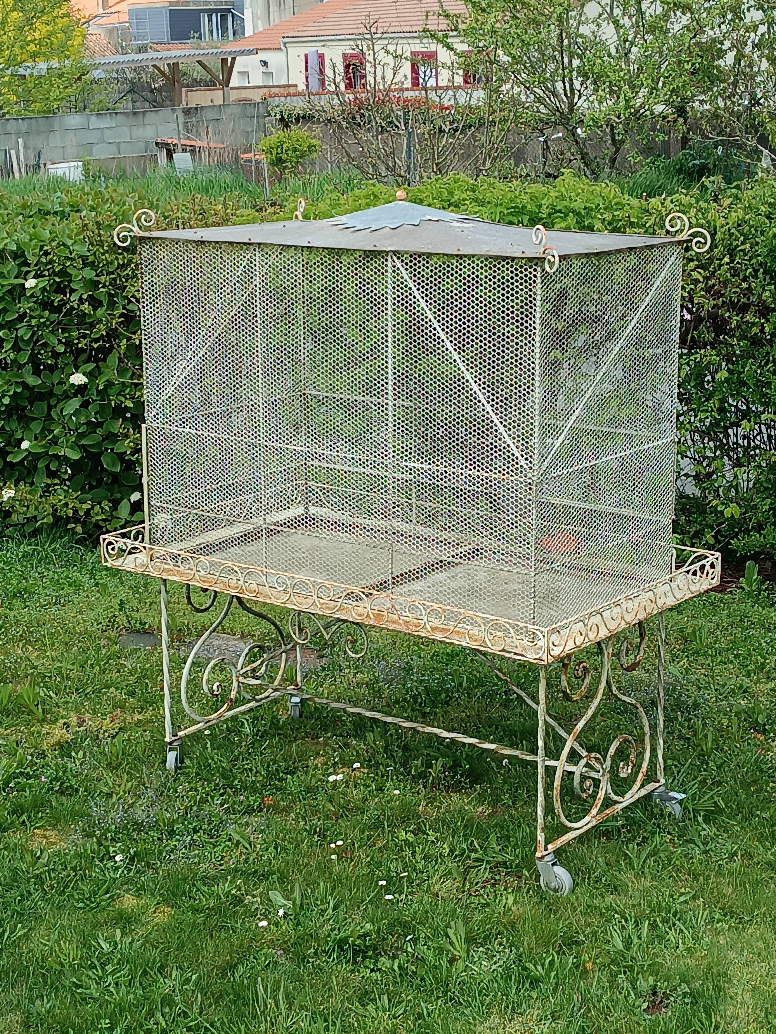 Volière cage à oiseaux fer forgé 20 ème