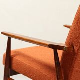 Scandinavian design curly orange armchair by H.Lis