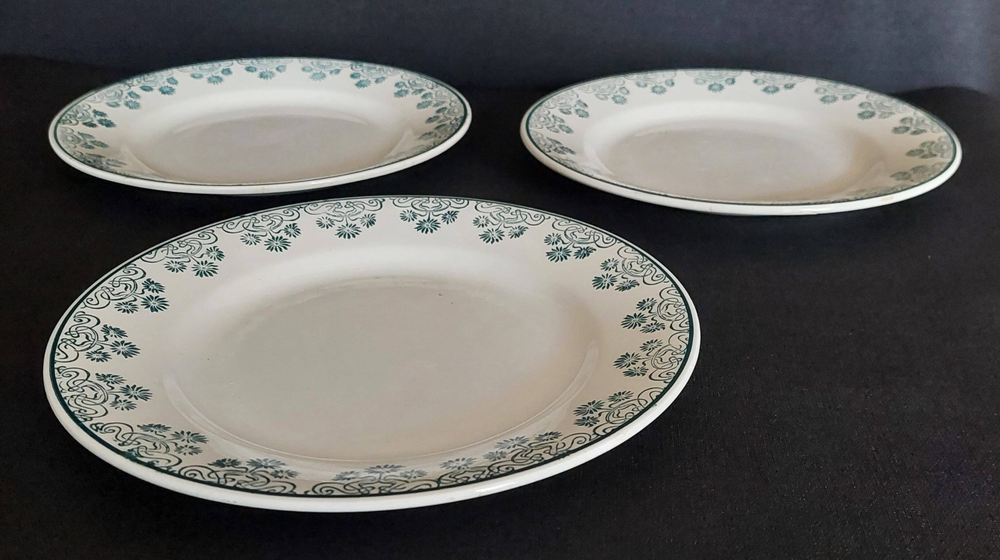 Flat plates in Digoin & Sarreguemines ironstone earthenware