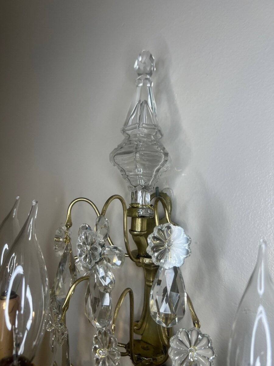 Applique XIXe siècle, bronze et pampilles en cristal