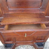 Vestiaire wears hat coat and art deco umbrella in wrought iron patere wood