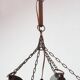Large Scandinavian copper and wood pendant lamp circa 1970
