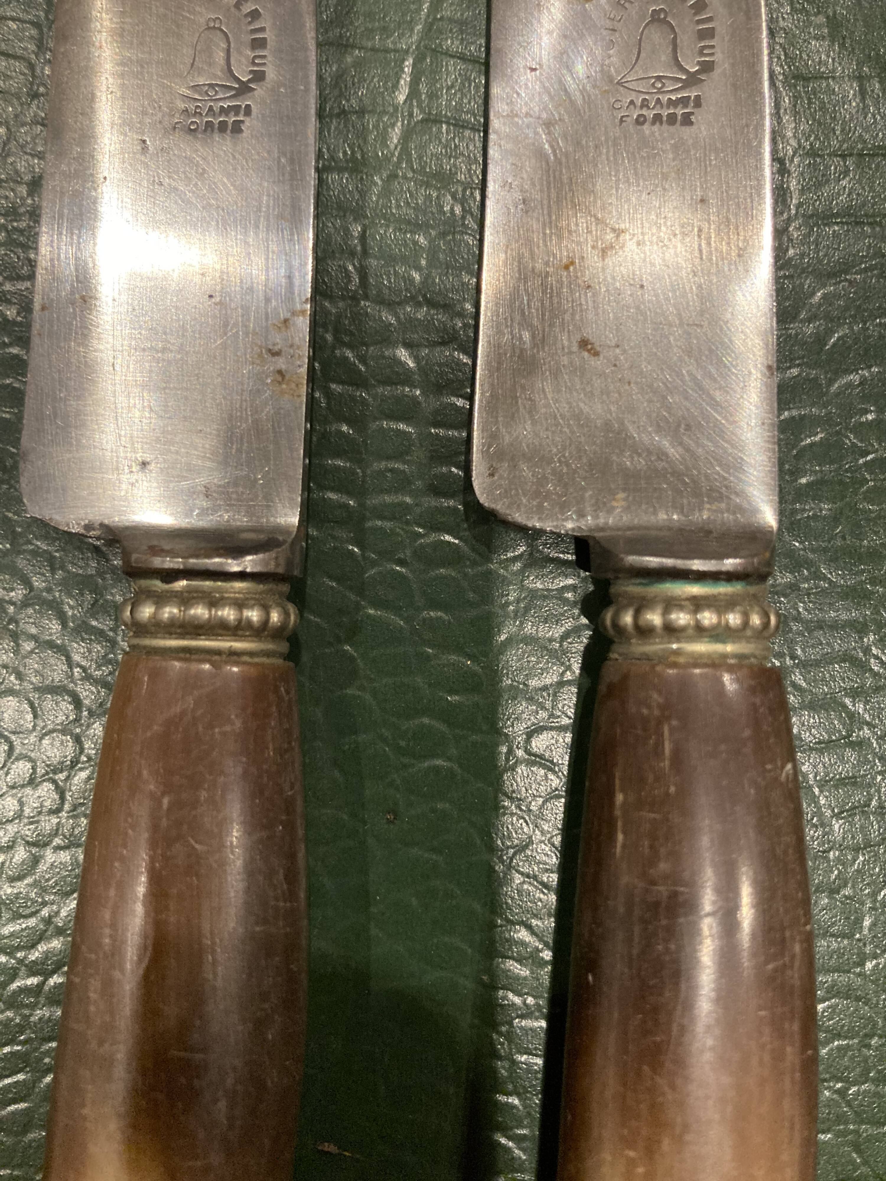 Box of 12 horn-handled knives