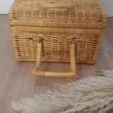 Vintage rattan and wicker picnic case - LPR22065