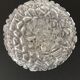 Round ceiling or wall lamp in worked glass. Gray metal support