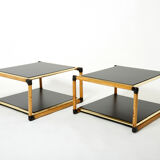 Pair of Italian coffee tables Alberto Smania bamboo brass 1970