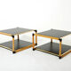 Pair of Italian coffee tables Alberto Smania bamboo brass 1970