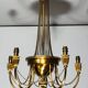 Neoclassical style brass chandelier decorated with pearl garlands