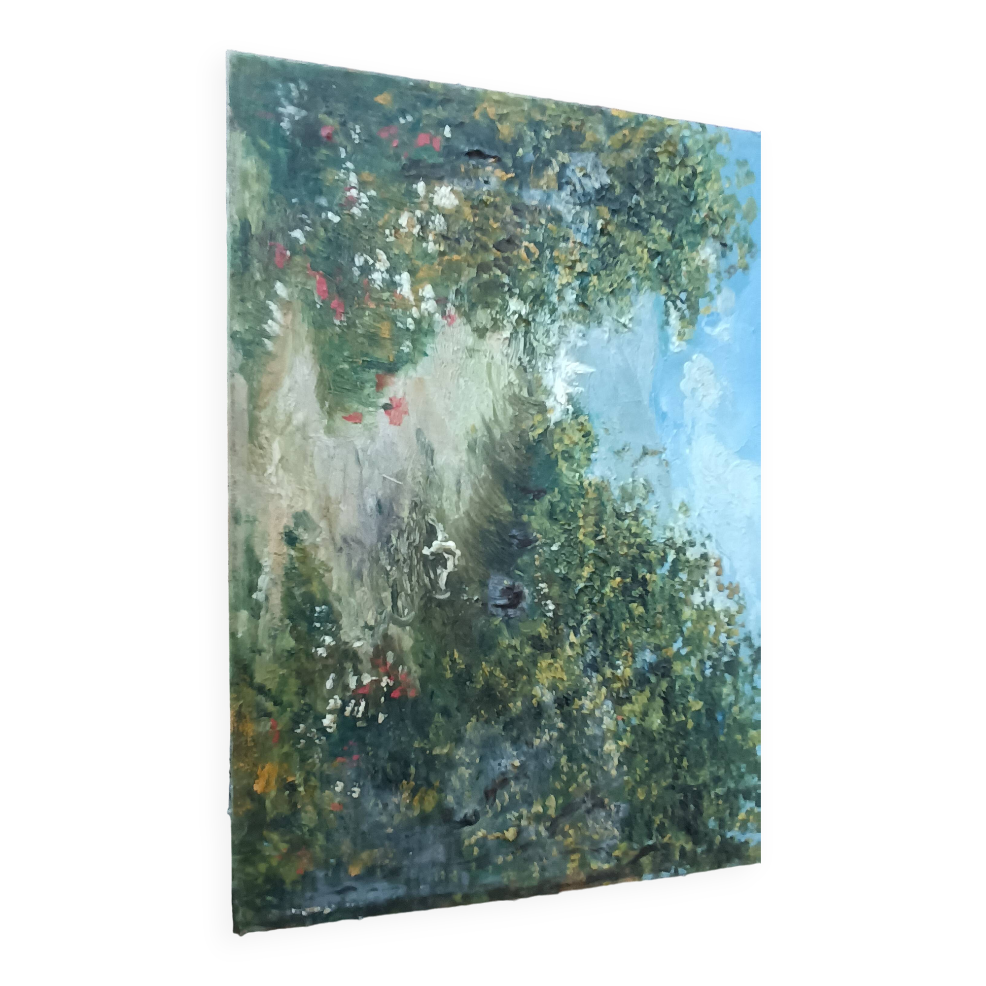 Late 19th century painting on panel of rural landscape