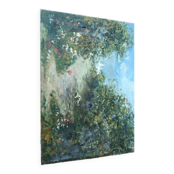 Late 19th century painting on panel of rural landscape