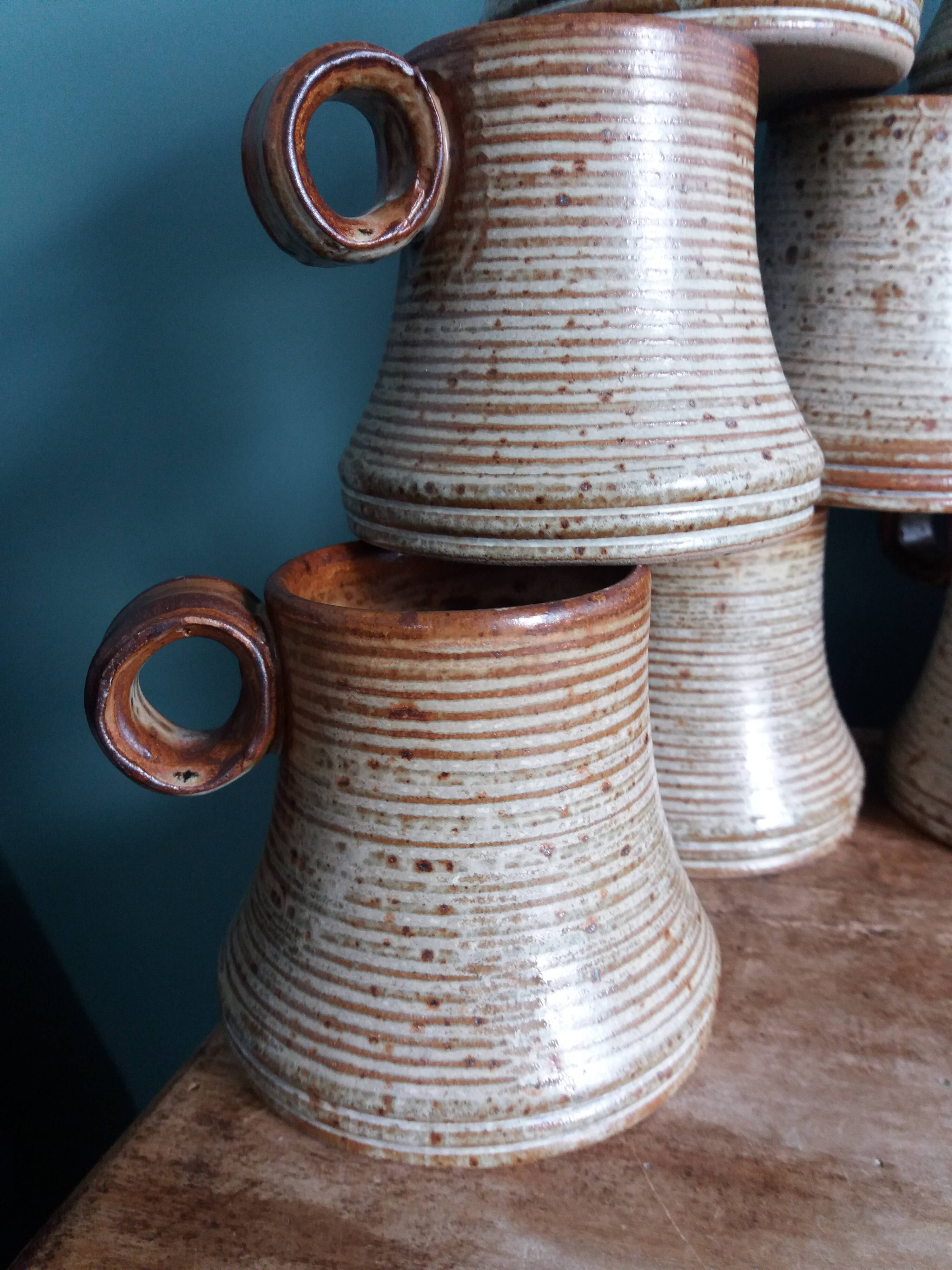Tasses mugs en grès de Puisaye pyrité, Jean-Pierre Prud’homme