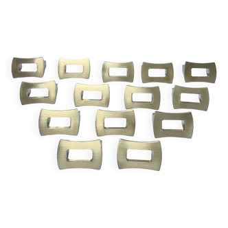 Fourteen 70s design gold steel furniture handles