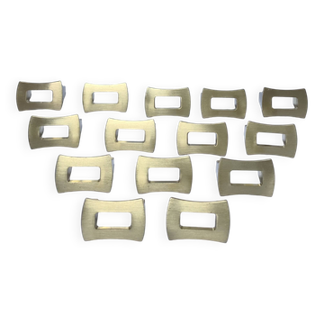 Fourteen 70s design gold steel furniture handles